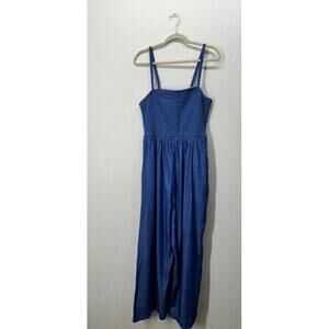 Mia Rose Blue Smocked Strap Jumpsuit Size 2X